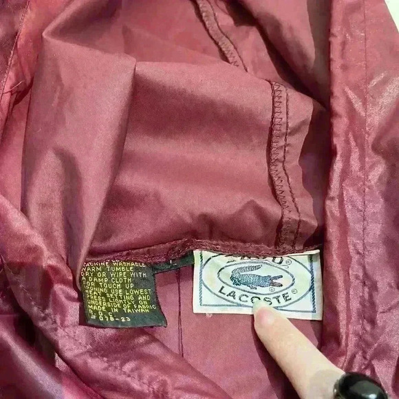 Vintage 70s IZOD Lacoste Lightweight Maroon Rain Jacket Hoodie Mens Size Large - Picture 3 of 9